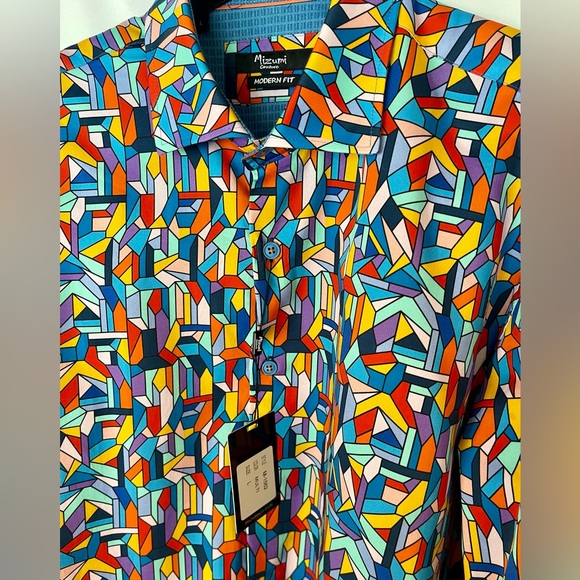 Mizumi Couture modern fit Colorful button down Shirt NWT - Picture 8 of 15